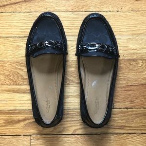 Coach Fortunata Signature C Jacquard Black Driving Loafers